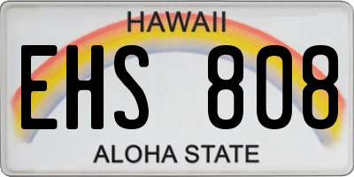 HI license plate EHS808