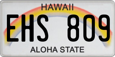HI license plate EHS809