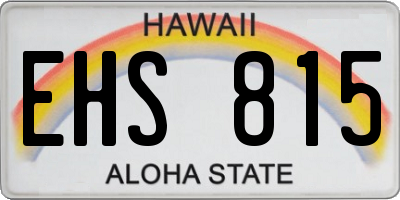 HI license plate EHS815