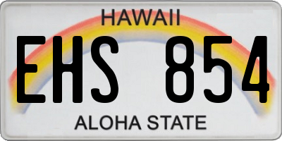 HI license plate EHS854