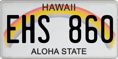 HI license plate EHS860