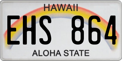 HI license plate EHS864