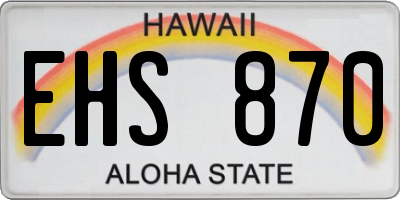 HI license plate EHS870