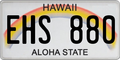 HI license plate EHS880