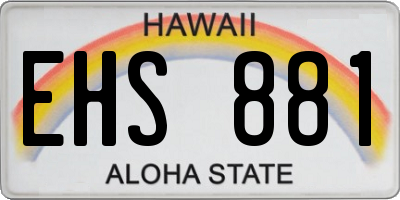 HI license plate EHS881