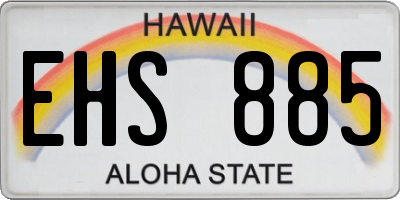 HI license plate EHS885