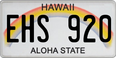 HI license plate EHS920