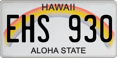 HI license plate EHS930