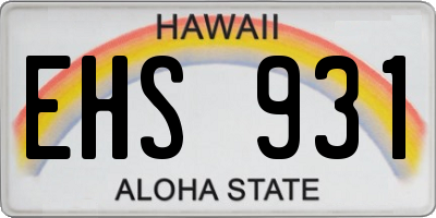 HI license plate EHS931