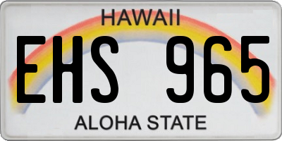 HI license plate EHS965
