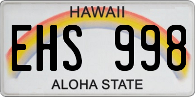 HI license plate EHS998