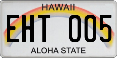 HI license plate EHT005
