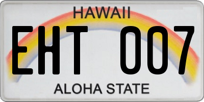 HI license plate EHT007