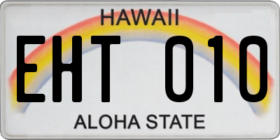 HI license plate EHT010