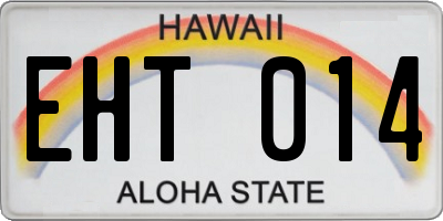 HI license plate EHT014