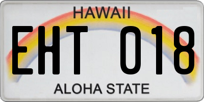HI license plate EHT018
