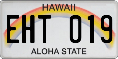 HI license plate EHT019