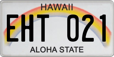 HI license plate EHT021