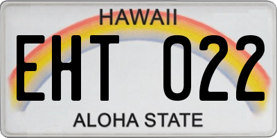 HI license plate EHT022
