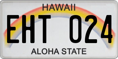 HI license plate EHT024