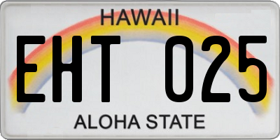 HI license plate EHT025