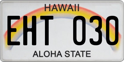 HI license plate EHT030