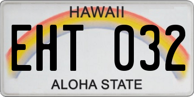 HI license plate EHT032
