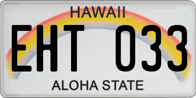 HI license plate EHT033