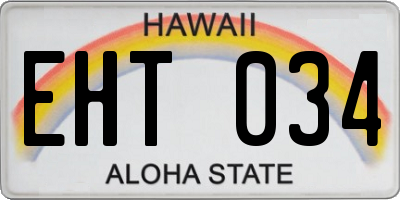 HI license plate EHT034