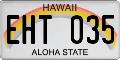 HI license plate EHT035