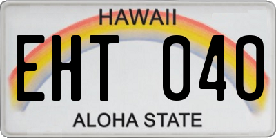 HI license plate EHT040