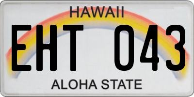 HI license plate EHT043
