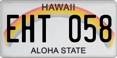 HI license plate EHT058