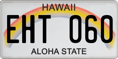 HI license plate EHT060
