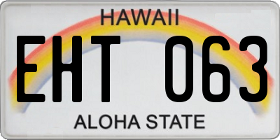 HI license plate EHT063
