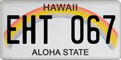 HI license plate EHT067