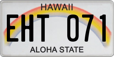 HI license plate EHT071