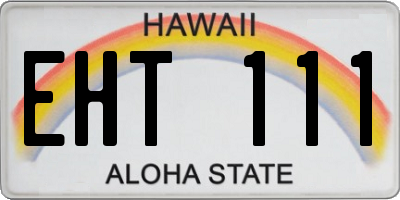 HI license plate EHT111
