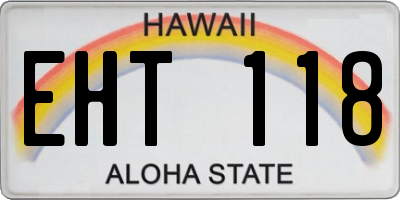 HI license plate EHT118