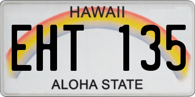 HI license plate EHT135