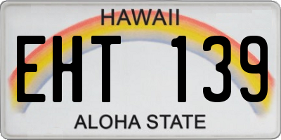 HI license plate EHT139