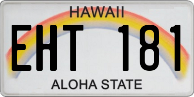 HI license plate EHT181