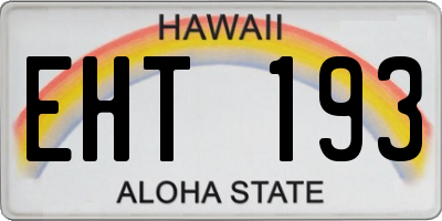 HI license plate EHT193