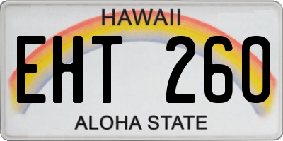 HI license plate EHT260