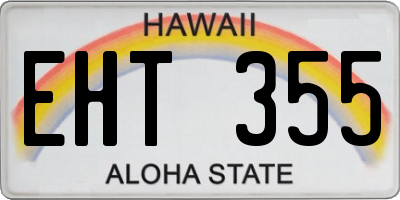 HI license plate EHT355
