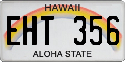 HI license plate EHT356