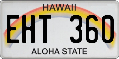 HI license plate EHT360