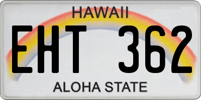 HI license plate EHT362