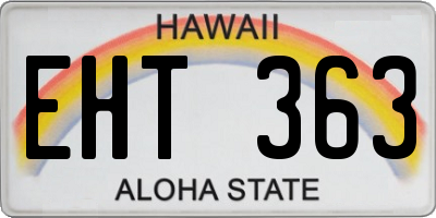 HI license plate EHT363