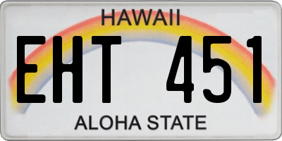 HI license plate EHT451